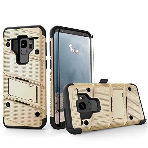 ZIZO Bolt Series for Samsung Galaxy S9 Case Military Grade Drop Tested with Tempered Glass Screen Protector Holster Gold Black