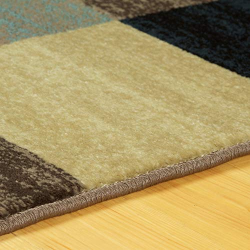 Superior Indoor Area Rug, Neutral Modern Geometric Home Decor For Living Room, Dining, Kitchen, Bedroom, Office, Nursery, Woven Rugs, Jute Backing, Rockaway Collection, 4' x 6', Majolica Blue