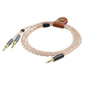 GEEKRIA Apollo 16 Cores Copper Silver Braid Upgrade Audio Cable Compatible with Sennheiser HD700. 3. 5mm (1/8") to 6 35mm (1/4") Replacement Headphones Cord for Hi-Resolution (4.2 ft / 1.3 m)