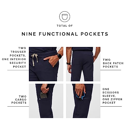 FIGS Cairo Cargo Scrub Pants for Men – Navy Blue, XL