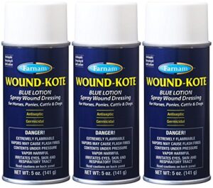 farnam 3 pack of wound-kote, 5 ounces each, blue lotion spray wound dressing for horses ponies cattle and dogs