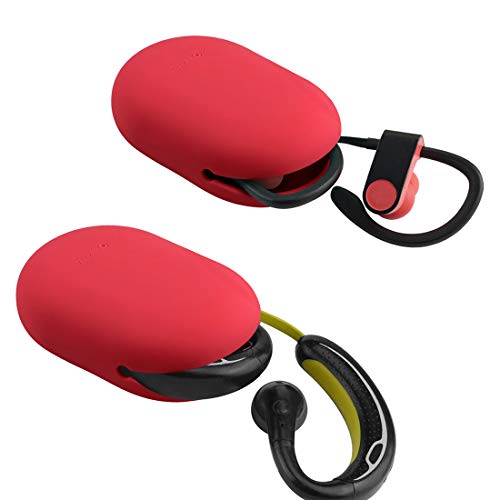 Geekria Earbuds Silicone Case Compatible with JVC HAEB75B, HAEB75A, HAEBR80A, HAEBR80R, HAEBR80S, Bose QC20 Earbud Protection Squeeze Pouch/Pocket Soft Earphone Storage Bag (Red, Size M, 2Packs)