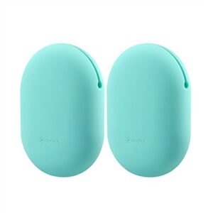 geekria earbuds silicone case for sony xb80bs, mdr-j10, bhs-730, bhs-530, earbud protection squeeze pouch/pocket soft earphone storage bag (mint green, size m, 2 packs)