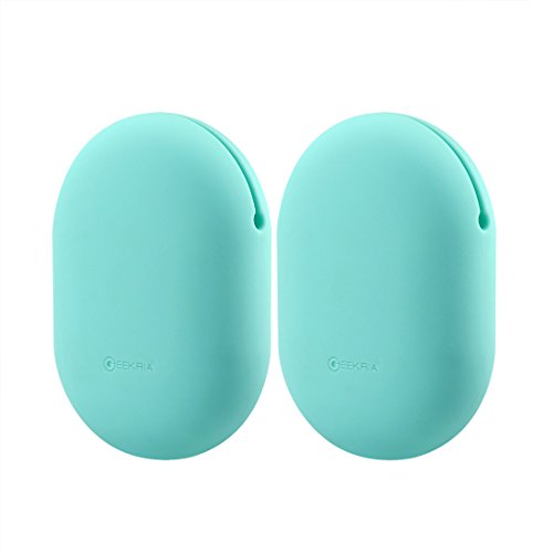 Geekria Earbuds Silicone Case for Sony XB80BS, MDR-J10, BHS-730, BHS-530, Earbud Protection Squeeze Pouch/Pocket Soft Earphone Storage Bag (Mint Green, Size M, 2 Packs)