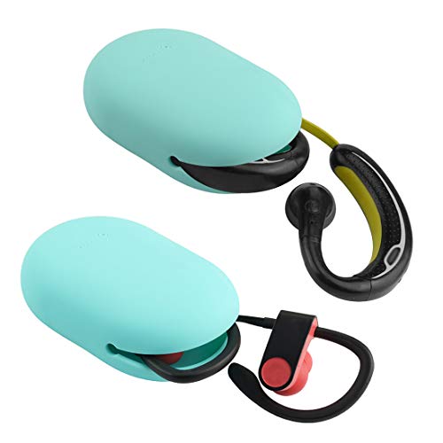 Geekria Earbuds Silicone Case for Sony XB80BS, MDR-J10, BHS-730, BHS-530, Earbud Protection Squeeze Pouch/Pocket Soft Earphone Storage Bag (Mint Green, Size M, 2 Packs)