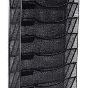 Klickpick Office 10 Sections Hanging Files Wall Mounted Metal Mesh Document File Organizer Magazine Holder Rack Organizer Racks Multipurpose Use to Display Files, Magazine, Newspapers- Black