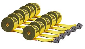 mytee products kinedyne winch straps 4" x 30' gold heavy duty tie down w/flat hooks wll# 5400 lbs | 4 inch cargo control for flatbed truck utility trailer (10 pack)