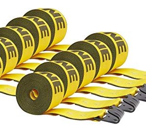 Mytee Products Kinedyne Winch Straps 4" x 30' Gold Heavy Duty Tie Down w/Flat Hooks WLL# 5400 lbs | 4 Inch Cargo Control for Flatbed Truck Utility Trailer (10 Pack)