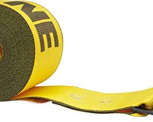 Mytee Products Kinedyne Winch Straps 4" x 30' Gold Heavy Duty Tie Down w/Flat Hooks WLL# 5400 lbs | 4 Inch Cargo Control for Flatbed Truck Utility Trailer (10 Pack)