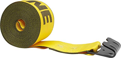 Mytee Products Kinedyne Winch Straps 4" x 30' Gold Heavy Duty Tie Down w/Flat Hooks WLL# 5400 lbs | 4 Inch Cargo Control for Flatbed Truck Utility Trailer (10 Pack)