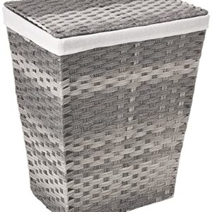 Whitmor Liner and Lid Laundry Hamper, Gray Wash