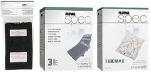 fluval spec replacement filter kit - includes: fluval spec replacement foam filter block, fluval spec biomax 2.1oz, and fluval spec carbon filter media - 3-pack bundle