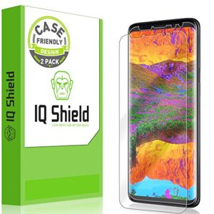 iqshield screen protector compatible with galaxy s9 plus (2-pack)(case friendly) anti-bubble clear film