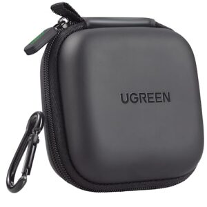 UGREEN Square Earbud Case, Waterproof Headphone Case, Hard EVA Shell Earbud Case Pouch, Earphone Case Accessory with Carabiner, for Earphone, Earbud, Earpieces, SD Memory Card, Camera Chips, Black