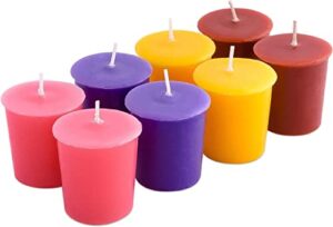 exquizite scented votive candles gift set - 8 pcs - highly scented long lasting candles with 15 hour burn time - lavender, sweet pea, coconut pineapple cream and pumpkin spice, 2 votives per fragrance