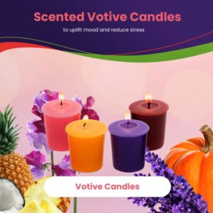 Exquizite Scented Votive Candles Gift Set - 8 pcs - Highly Scented Long Lasting Candles with 15 Hour Burn time - Lavender, Sweet Pea, Coconut Pineapple Cream and Pumpkin Spice, 2 Votives per Fragrance