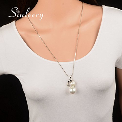 KassarinShop Cute Snowman White Pearl Pendant Long Necklace for Women MY386