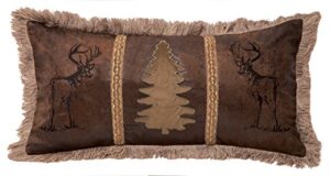 carstens, inc buck and tree faux suede decorative pillow, 14" x 26", multicolor