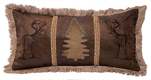 Carstens, Inc Buck and Tree Faux Suede Decorative Pillow, 14" x 26", Multicolor