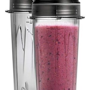 Ninja Personal Blender for Shakes, Smoothies, Food Prep, and Frozen Blending with 700-Watt Base and (2) 16-Ounce Cups with Spout Lids (QB3000SS) (Renewed)