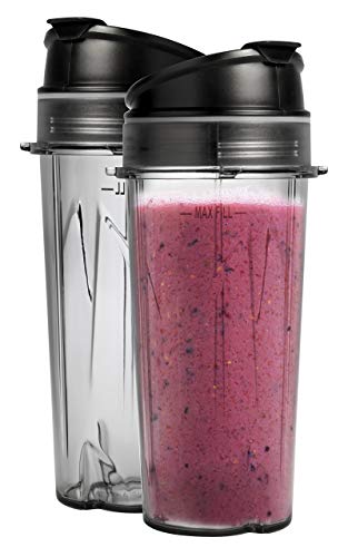 Ninja Personal Blender for Shakes, Smoothies, Food Prep, and Frozen Blending with 700-Watt Base and (2) 16-Ounce Cups with Spout Lids (QB3000SS) (Renewed)