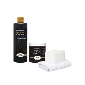 furniture clinic leather easy restoration kit | includes leather recoloring balm & leather cleaner, sponge & cloth | restore & repair sofas, car seats & more (dark brown)