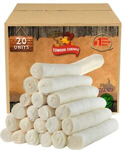 cowdog chews retriever roll 9-10 inch all natural rawhide product (20 pack)