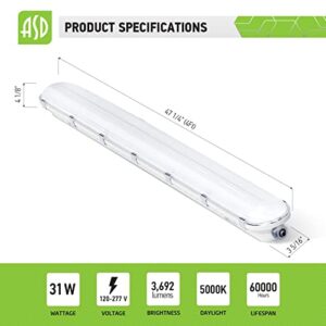 ASD 4FT LED Vapor Tight Light Fixture 31W, Commercial Lighting Products, Tube Light, Walk in Freezer, High Efficiency, 3692 Lm, IP66, 110W Eq, 120-277V, 5000K, DLC, UL Listed