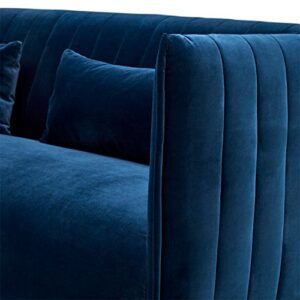 Amazon Brand – Rivet Frederick Mid-Century Channel Tufted Velvet Sofa Couch, 77.5"W, Navy Blue