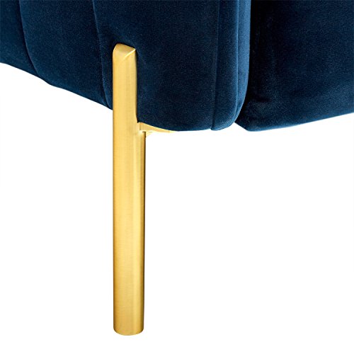 Amazon Brand – Rivet Frederick Mid-Century Channel Tufted Velvet Sofa Couch, 77.5"W, Navy Blue