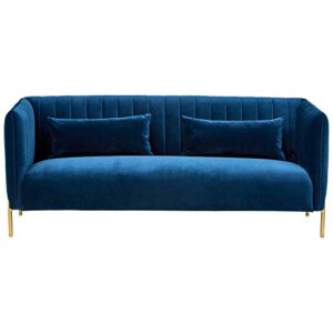 Amazon Brand – Rivet Frederick Mid-Century Channel Tufted Velvet Sofa Couch, 77.5"W, Navy Blue