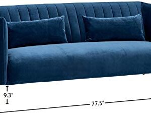 Amazon Brand – Rivet Frederick Mid-Century Channel Tufted Velvet Sofa Couch, 77.5"W, Navy Blue