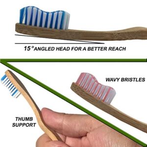 Terra Futura Bamboo Toothbrush 4 Pack, Ergonomic Toothbrush. Eco Friendly, Biodegradable & Environmentally Sustainable, BPA Free Bristles, Eco Compostable Toothbrush