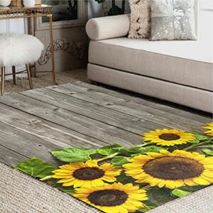 alaza beautiful sunflower on wooden area rug rugs for living room bedroom 5'3"x4'