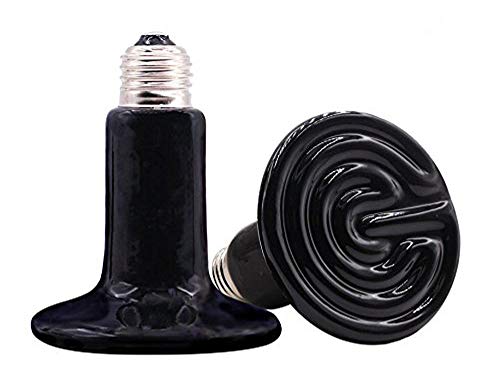 CTKcom 2-Pack 150W 110V Reptile Heat Lamp Ceramic Infrared Heat Emitter Bulb Pet Lamp,No Harm No Light Infrared Heat Emitter Brooder Lamp for Pet Coop Heater Reptile Chicken Turtle Heat Lighting,Black