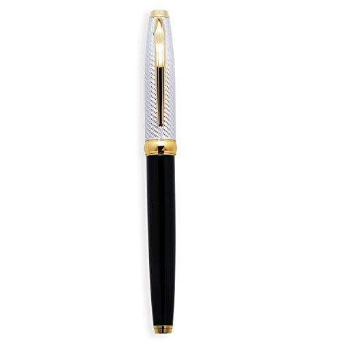 LACHIEVA LUX Elegant Metal Rollerball Pen with Germany Schneider TOP 850 Refill, Nice Pen Gift for Man (Black/Gold Color)