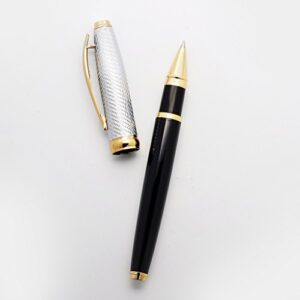 LACHIEVA LUX Elegant Metal Rollerball Pen with Germany Schneider TOP 850 Refill, Nice Pen Gift for Man (Black/Gold Color)