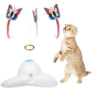 flurff zenes cat toys, funny exercise electric flutter rotating kitten toys, cat teaser with butterfly replacement