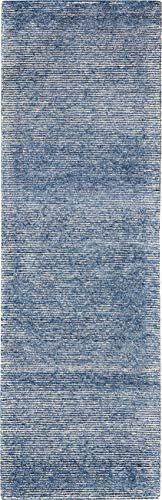 Nourison Weston Solid Aegean Blue 2'3" x 7'6" Area Rug, Easy-Cleaning, Non Shedding, Bed Room, Living Room, Dining Room, Kitchen (2x8)