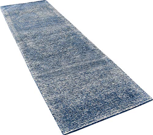 Nourison Weston Solid Aegean Blue 2'3" x 7'6" Area Rug, Easy-Cleaning, Non Shedding, Bed Room, Living Room, Dining Room, Kitchen (2x8)