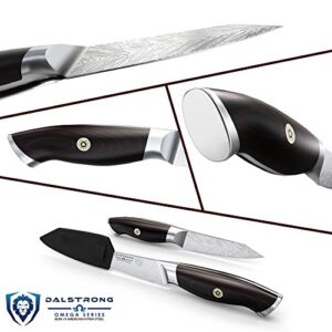 Dalstrong Paring Knife - 4 inch - Omega Series - BD1N-V Hyper Steel Kitchen Knife - G10 Woven Fiberglass Handle - Razor Sharp Knife - Leather Sheath Included