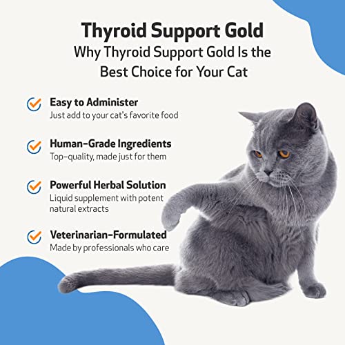 Pet Wellbeing Thyroid Support Gold for Cats - Vet-Formulated - Supports Overactive Thyroid in Felines - Natural Herbal Supplement 4 fl oz (118 ml)