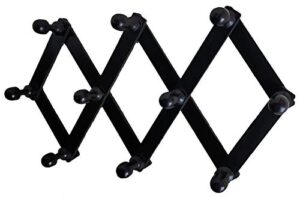 jacq & jürgen expandable 10 peg wall mount storage rack 100% wooden & black color