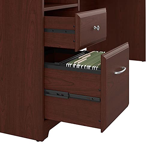 Bush Furniture Cabot 72W 3 Position L Shaped Sit to Stand Desk in Harvest Cherry