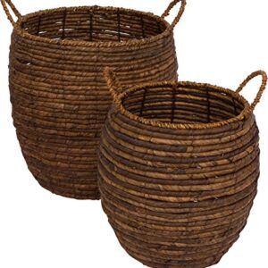 Trademark Innovations Woven Wicker Decorative Storage Baskets with Handles - Set of 2