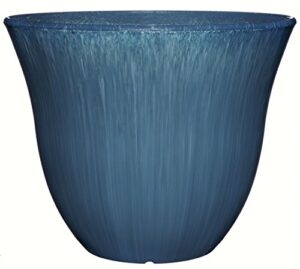 classic home and garden honeysuckle resin flower pot planter, ocean blue, 15"