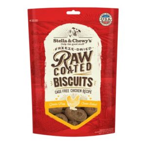 stella & chewy’s freeze-dried raw coated dog biscuits – cage-free chicken recipe – protein rich, grain free dog & puppy treat – great snack for training & rewarding – 9 oz bag
