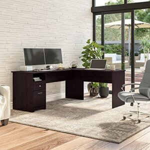 Bush Furniture Cabot 72W L Shaped Computer Desk with Drawers in Espresso Oak