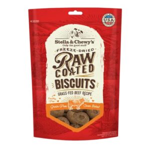 stella & chewy’s freeze-dried raw coated dog biscuits – grass-fed beef recipe – protein rich, grain free dog & puppy treat – great snack for training & rewarding – 9 oz bag
