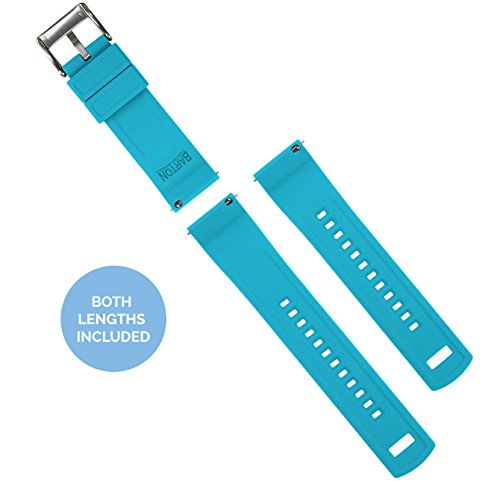 BARTON WATCH BANDS Quick Release Elite Silicone Watch Bands, Black Top/Aqua Blue Bottom, 20mm